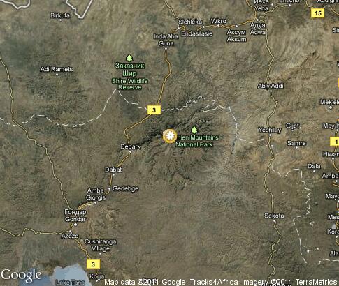 map: Semien Mountains National Park