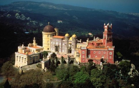 Sintra is summer residence of Portuguese kings, UNESCO World Heritage Site; Pena National Palace, Castle of the Moors, Monastery of Capuchins